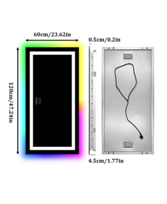 LUVOD 48”x24” Rectangle Smart LED Bathroom Mirror Smart LED Bathroom Mirror Digital Display Anti Fog Memory Function