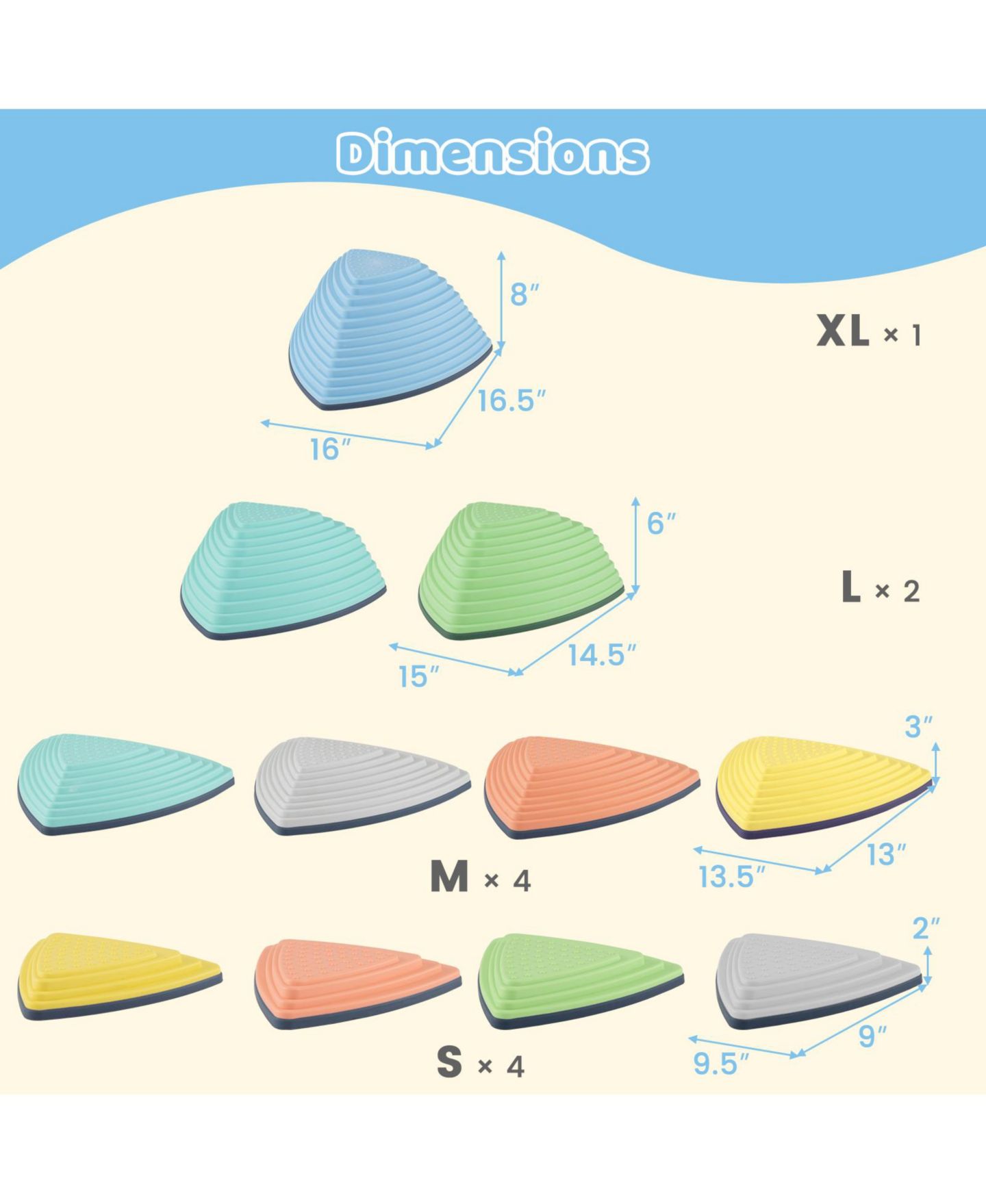 Детские игрушки Slickblue Balance Stepping Stones Non-Slip, 11-Piece Set, от 3 лет, цвет: Разноцветный — фото 2