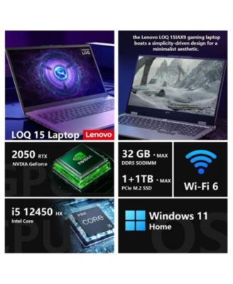 LOQ Traditional Laptop Intel Core i5 32GB RAM NVIDIA GeForce RTX 2050 1TB SSD Storage Windows 11 Home
