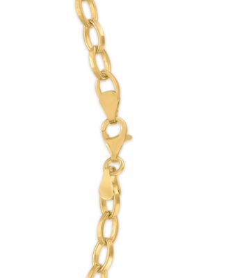 Men's Polished & Textured Oval Link Chain Necklace in 14k Gold Over Sterling Silver