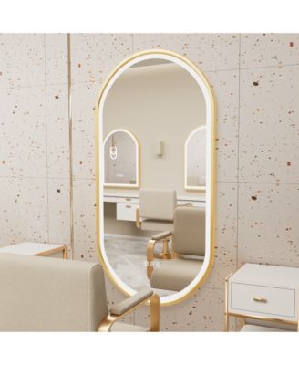 19.68”x39.37” Anti-Fog Lighted Oval Bathroom Mirror Frontlit Touch Dimmable for Wall Vanity