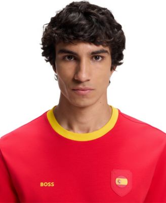 BOSS by Men's Stretch-Cotton Spain Country Flag Logo T-Shirt