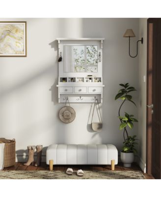 Space Saving Small LED Vanity Table with Basic Standard Mirror Makeup Dressing Storage