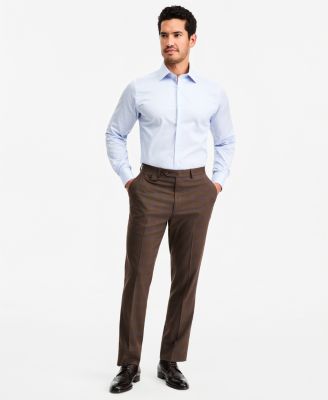 Men's Classic-Fit Brown Plaid Suit Separate Pants