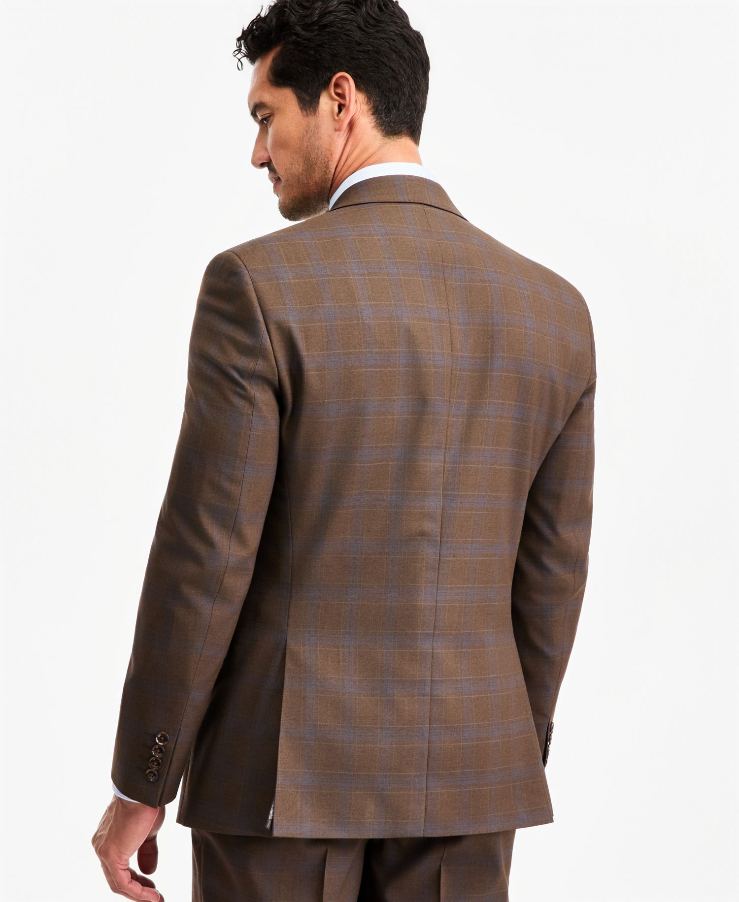 Men's Classic-Fit Brown Plaid Suit Separate Jacket