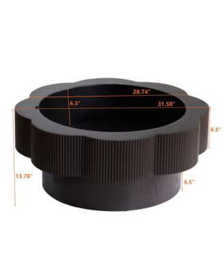 Flower Shaped Coffee Table, 31.5" Modern Wood Center Table with Storage for Living Room, Office