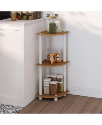 3 Tier Decorative Corner Bookshelf Display Rack, Beech