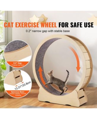 52" Wooden Cat Exercise Wheel with Detachable Carpet