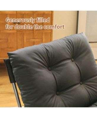 Modern PU Leather Accent Chair, Reading Chair with Metal Legs and Soft Padded for Home Office, Living Room