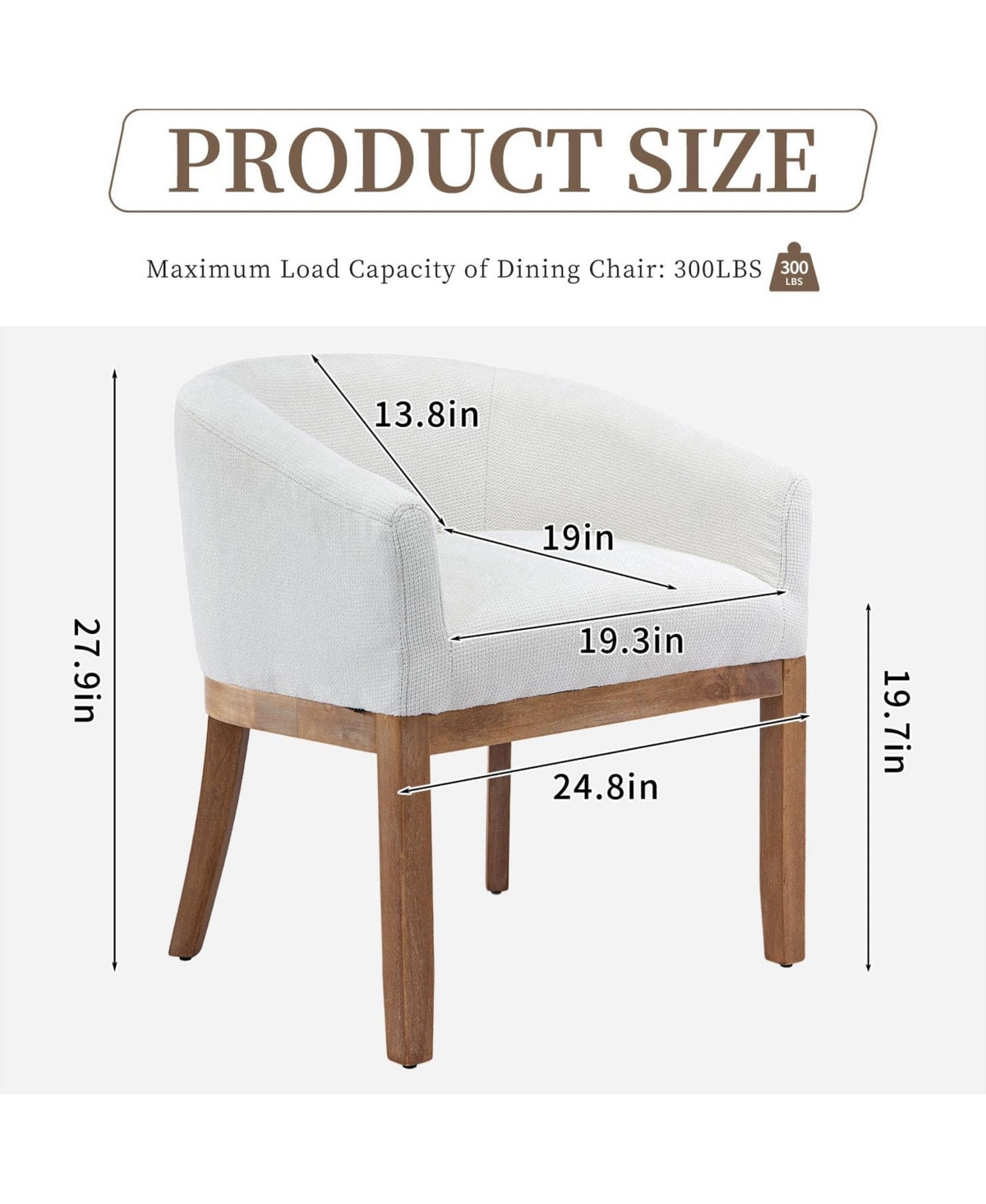 Rainsken Barrel Dining Chair, Linen Upholstered Kitchen Chair with Solid Wood Legs and Arms for Living Room, Dining Room, Set Of 1