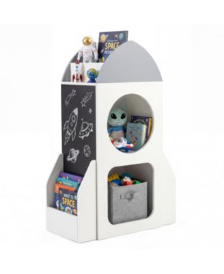 3-Tier Kids Bookshelf Rocket Space Theme Toddler Toy Storage Organizer