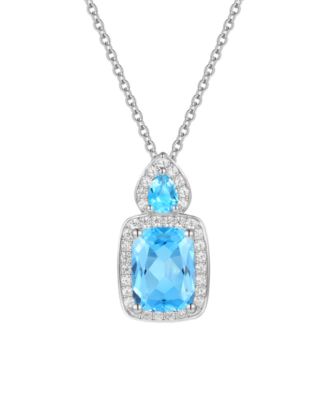 Amethyst (1-3/8 ct. t.w.) & Lab Grown White Sapphire (1/5 ct. t.w.) Pendant Necklace in 14k Gold Over Sterling Silver (Also Available in Multi-Stones)