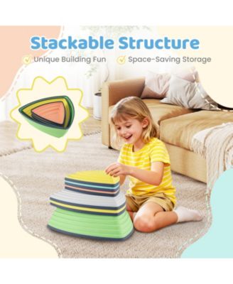 Kids Balance Stones Set of 6 Non Slip Stepping Toys with Bag