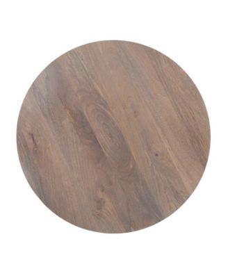 23" Wood Round End Table with 2-Woven Cane Shelves