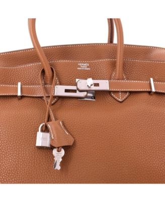 Birkin 35 Handbag Brown Clemence with Palladium Hardware