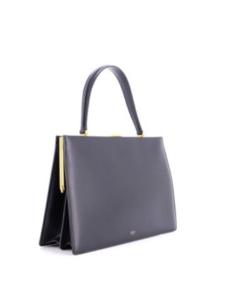 Medium Clasp Top Handle Bag Leather