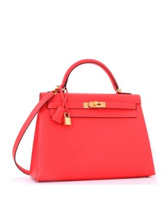 Kelly 32 Handbag Red Epsom with Gold Hardware