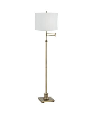 Chic Style Swing Arm Adjustable Floor Lamp 70" Tall Antique Brass Plastic Weave Drum Shade Living Room Reading