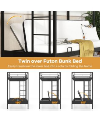 Over Futon Bunk Bed with 2 Ladders and Safety Guardrails