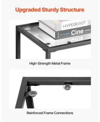 2 Tier Glass Console Table with Metal Frame for Entryway