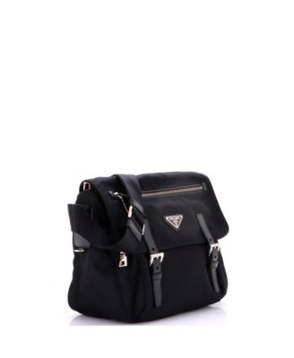 Large Double Buckle Flap Messenger Bag Tessuto