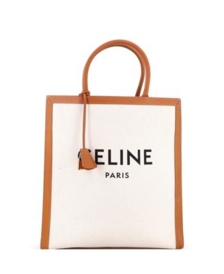 Large Vertical Cabas Tote Canvas with Leather