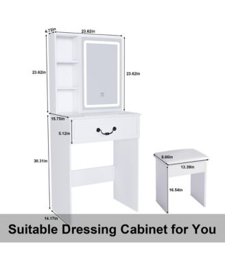 Durable Premium High Gloss Mirrored Nightstand with 2 Drawers Modern Bedroom End Table