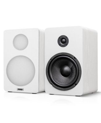 6.5” Bookshelf Speakers - Pair of Wired Bookshelf Speakers with Wall Mount Brackets, 2-Way HiFi Home Theater with Fiberglass Cone