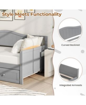 Pine Wood Twin Daybed with Trundle