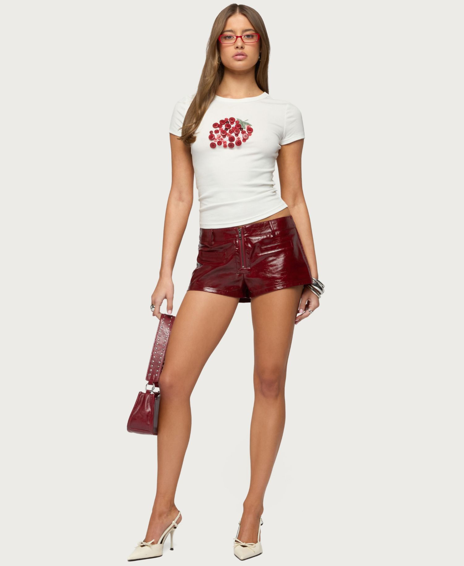 Women's My Sweet Strawberry Button T Shirt