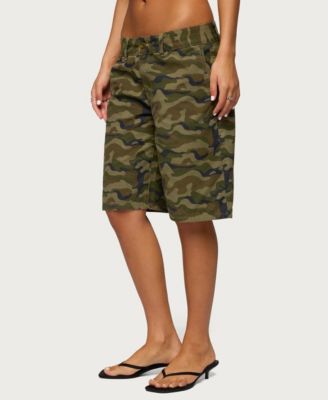 Women's Camo Denim Low Rise Bermuda Shorts
