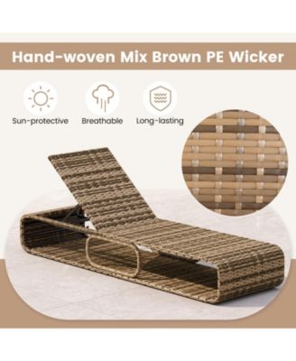 2PCS Chaise Lounge Chair w/ Adjustable Backrest Cushion and Storage Outdoor