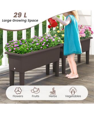2 PCS Raised Garden Beds with Detachable Legs and Drainage Hole for Vegetables