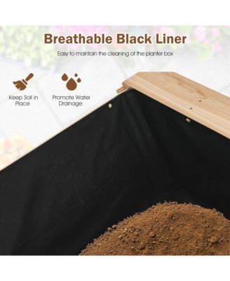 59'' x 31'' x 32.5'' Raised Garden Bed w/ Shelf Wood Elevated Planter Box w/ Liner