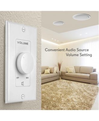 Wall Mount Volume Control Knob - Flush In-Wall Plate Rotary Style Adjustment, 20-20kHz Freq. Response Companion for Hi-Fi Four-Pair Speaker