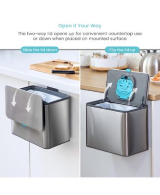 1.3 Gallon Stainless Steel Compost Bin with CleanAura Odor Control and Removable Liner