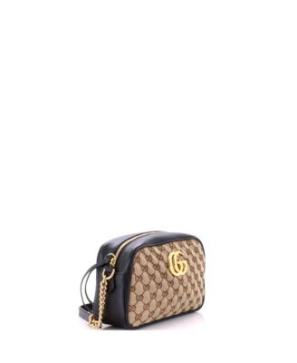 Small GG Marmont Shoulder Bag Diagonal Quilted GG Canvas with Leather