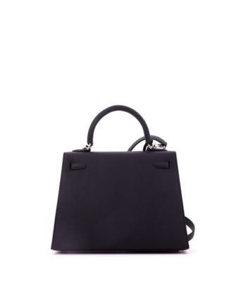 Kelly 25 Handbag Black Epsom with Palladium Hardware