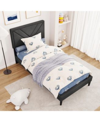 Linen Upholstered Bed Frame with Tufted Headboard