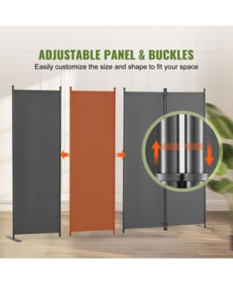 4-Panel Freestanding Fabric Room Divider with Metal Frame