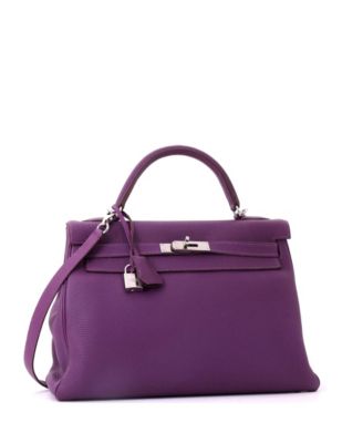 Kelly 32 Handbag Purple Togo with Palladium Hardware
