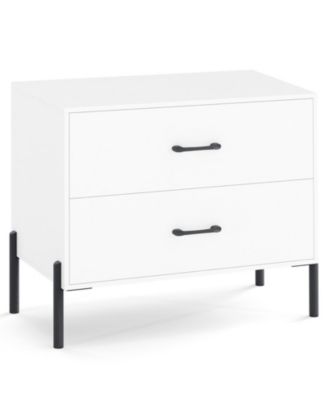 Modern 2-Drawer Nightstand with Metal Legs and Wide Storage
