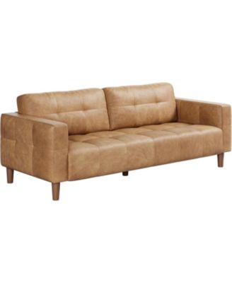 83" Faux Leather Sofa, 3-Seater Couch with Deep Seats, Wide Arms and Pillows for Living Room