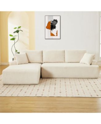 106" Modular Sectional Sofa, Corduroy Cloud Couch with L-Shaped Chaise, No Assembly