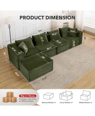 137" Cloud Sectional Sofa, L-Shaped Modular Couch with Chaise, Memory Foam