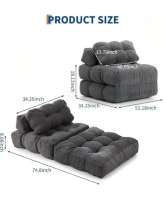 Folding Sofa Bed 2-Pack, Convertible Sleeper Chair with Pillow and Back Support