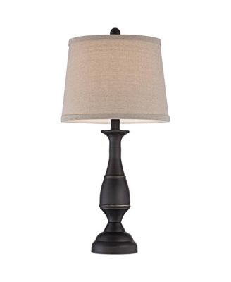 Ben Rustic Farmhouse Table Lamps 25" High Set of 2 Dark with Table Top Dimmers Linen Drum Shade for Bedroom Living Room Home