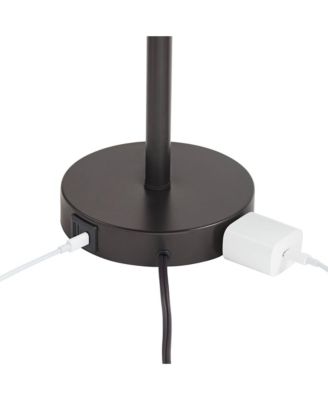 Tull 27" Tall Modern Table Lamps Set of 2 USB Port AC Power Outlet Living Room Charging Tan Tiered Shade