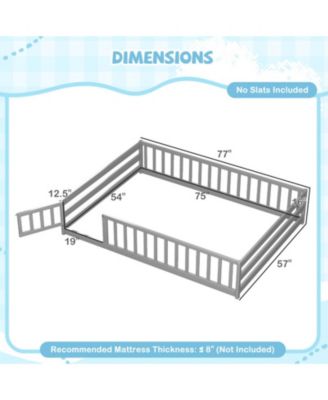 Kids House Bed Frame with Safety Guardrails