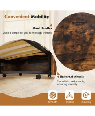 Cot Size Foldable Murphy Bed Cabinet with Lockable Wheels